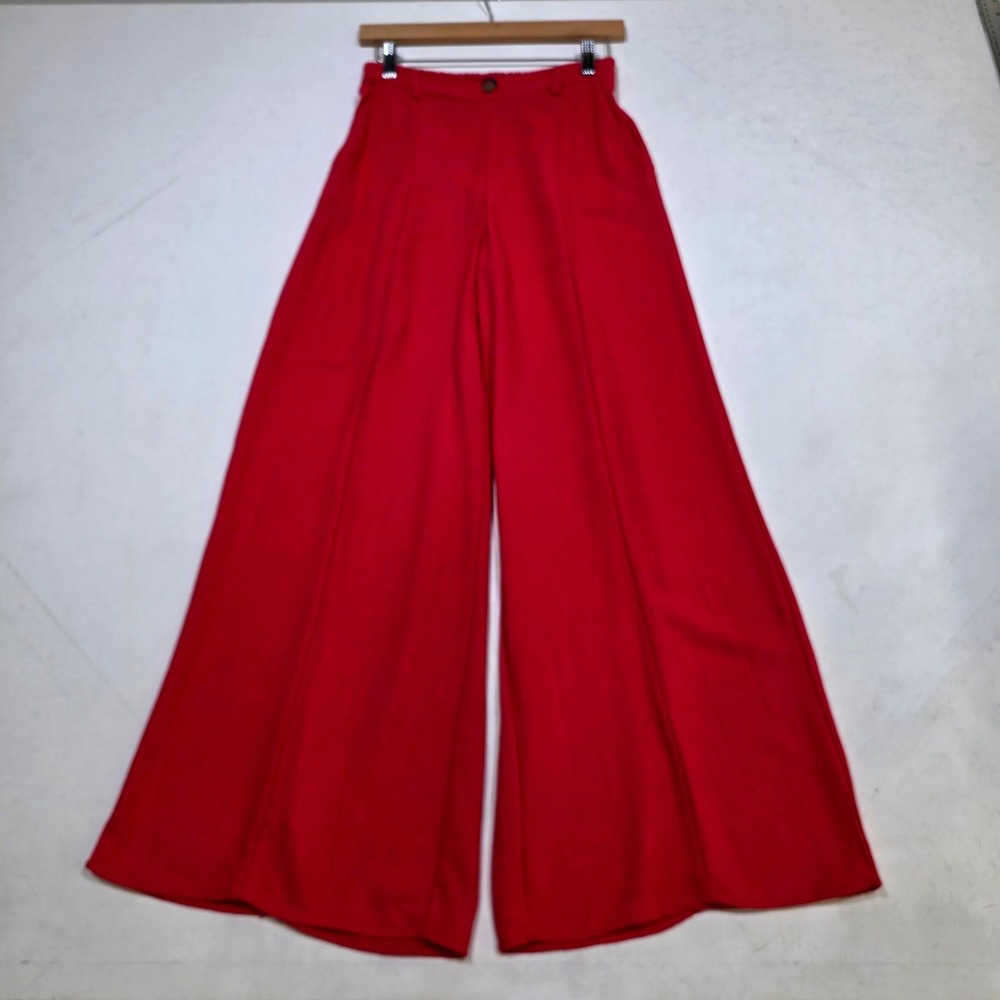 Sienna Sky Wide Leg Pants Womens Small Red Linen Blend High Waist Flowy CSET1007